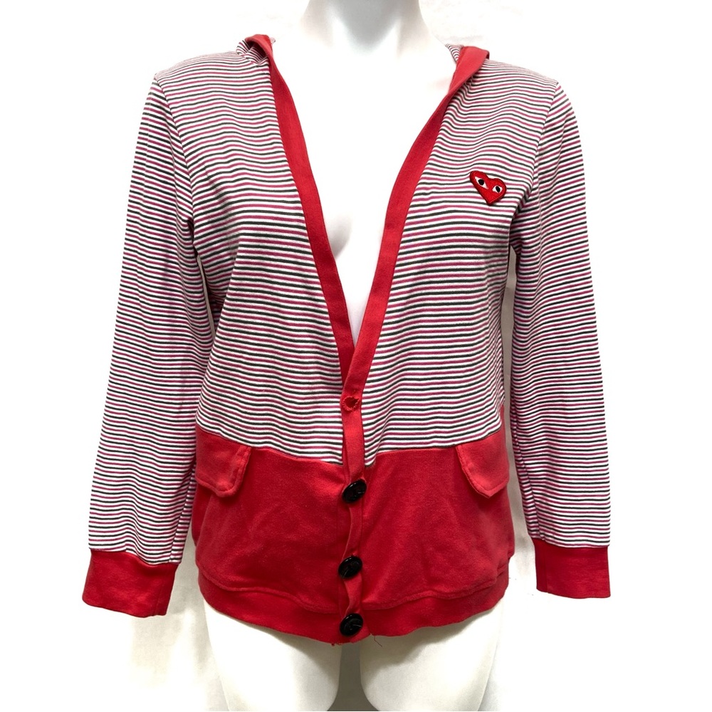 VINTAGE RARE COMME DES GARÇONS PLAY STRIPED HOODIE CARDIGAN